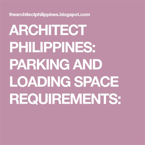 parking building space requirements|Architect Philippines .